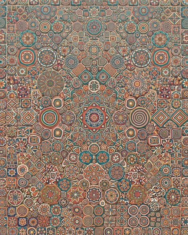 An intricate polymer clay millefiori mosaic tabletop
